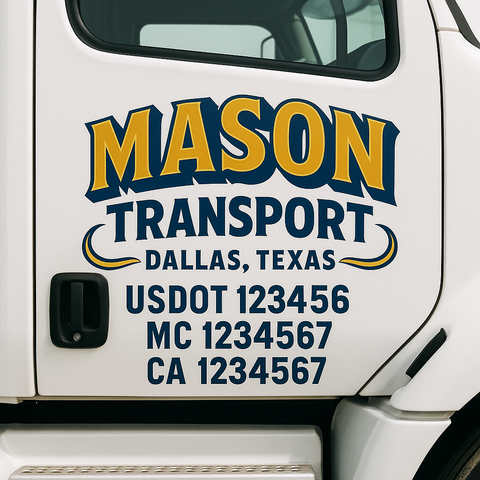 Truck Door Decal Sticker Lettering Signs With Location, USDOT, MC, CA, KYU, VIN, GVW (2-Pack)