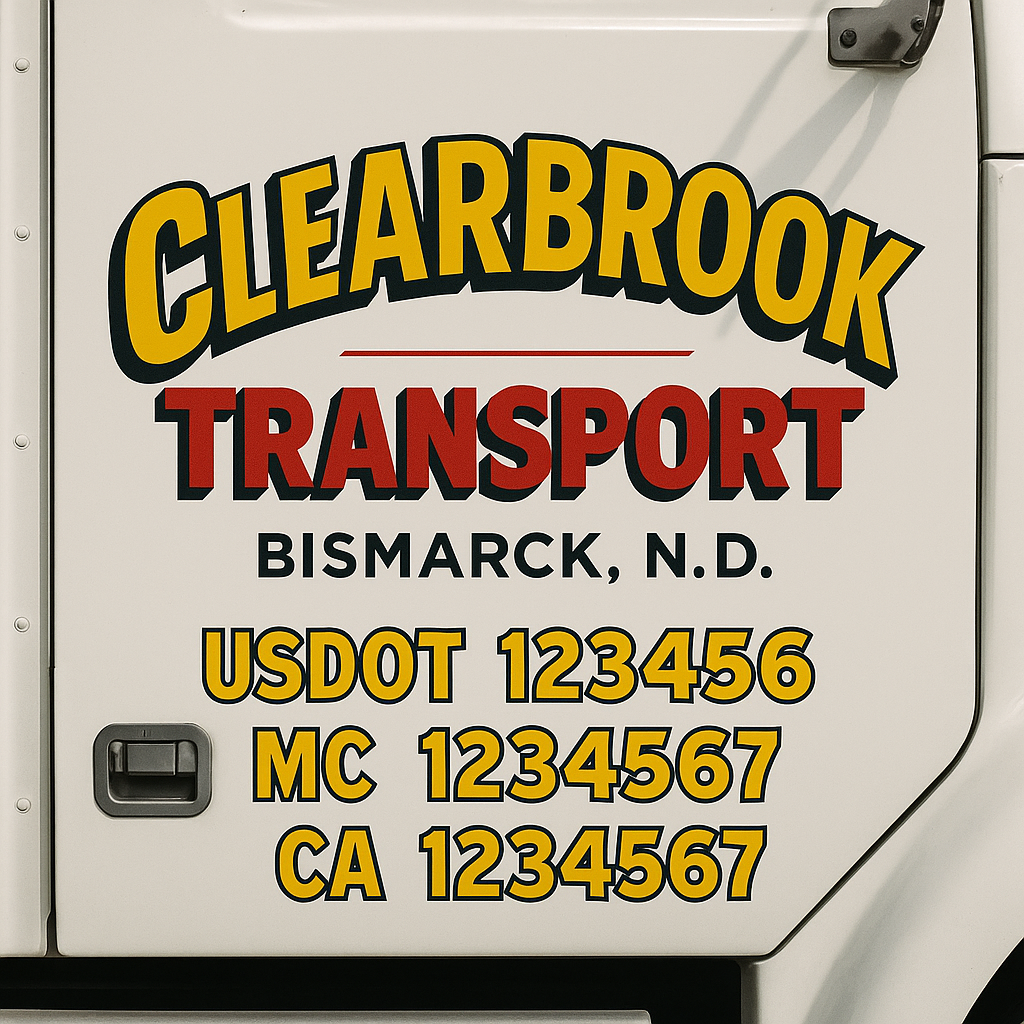 Truck Door Decal Sticker Lettering Signs With Location, USDOT, MC, CA, KYU, VIN, GVW (2-Pack)