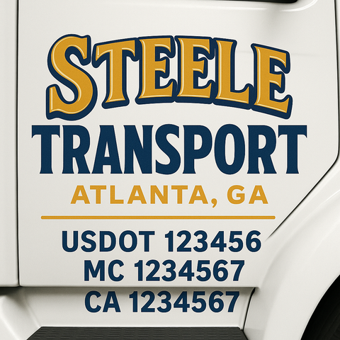 Truck Door Decal Sticker Lettering Signs With Location, USDOT, MC, CA, KYU, VIN, GVW (2-Pack)