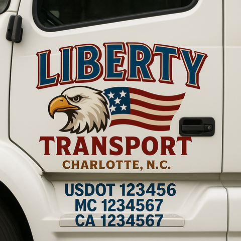 Truck Door Decal Sticker Lettering Signs With Location, USDOT, MC, CA, KYU, VIN, GVW (2-Pack)