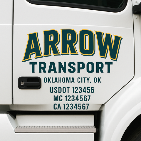 Truck Door Decal Sticker Lettering Signs With Location, USDOT, MC, CA, KYU, VIN, GVW (2-Pack)