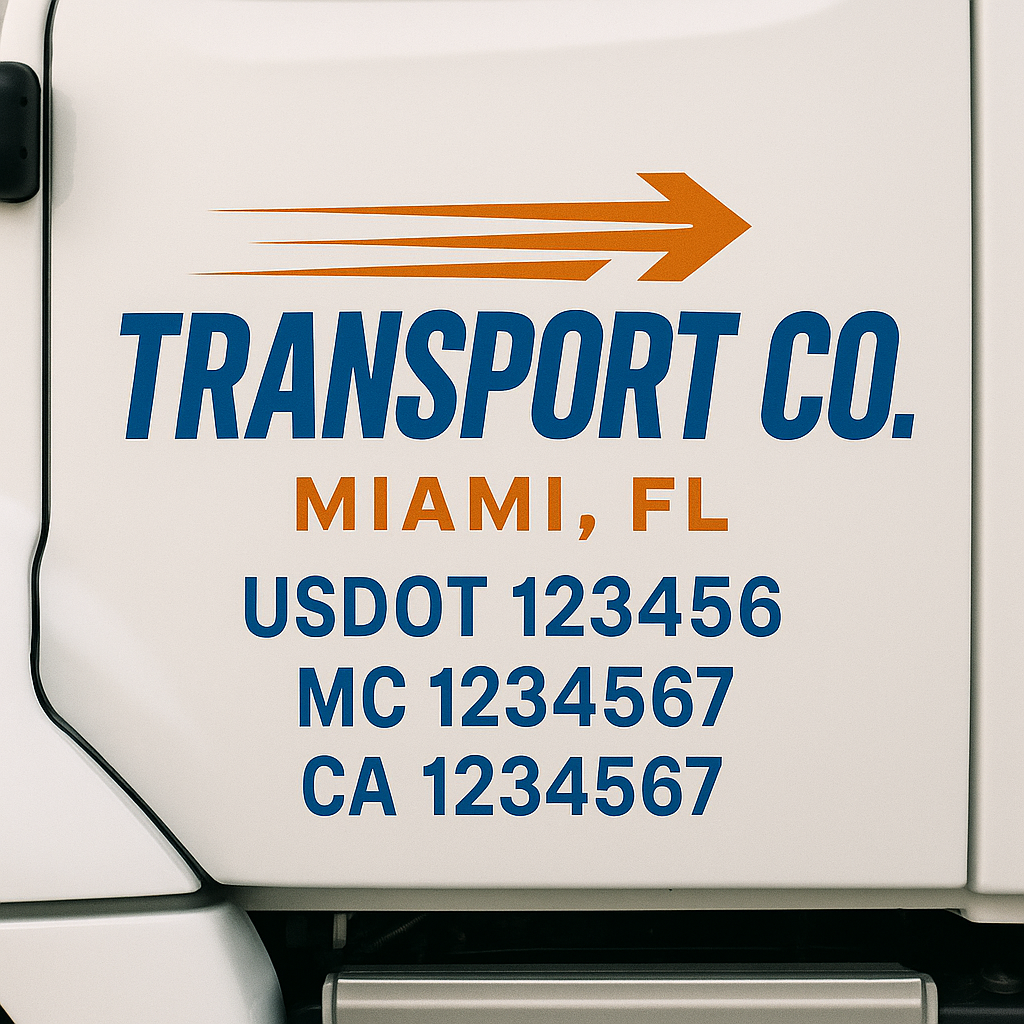 Truck Door Decal Sticker Lettering Signs With Location, USDOT, MC, CA, KYU, VIN, GVW (2-Pack)