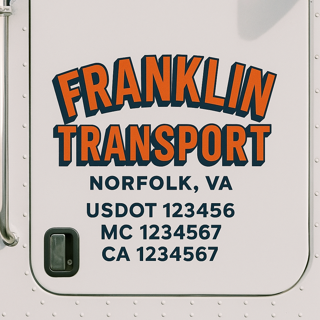 Truck Door Decal Sticker Lettering Signs With Location, USDOT, MC, CA, KYU, VIN, GVW (2-Pack)
