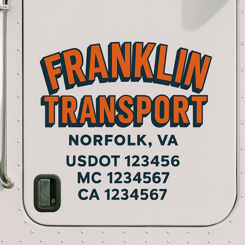 Truck Door Decal Sticker Lettering Signs With Location, USDOT, MC, CA, KYU, VIN, GVW (2-Pack)