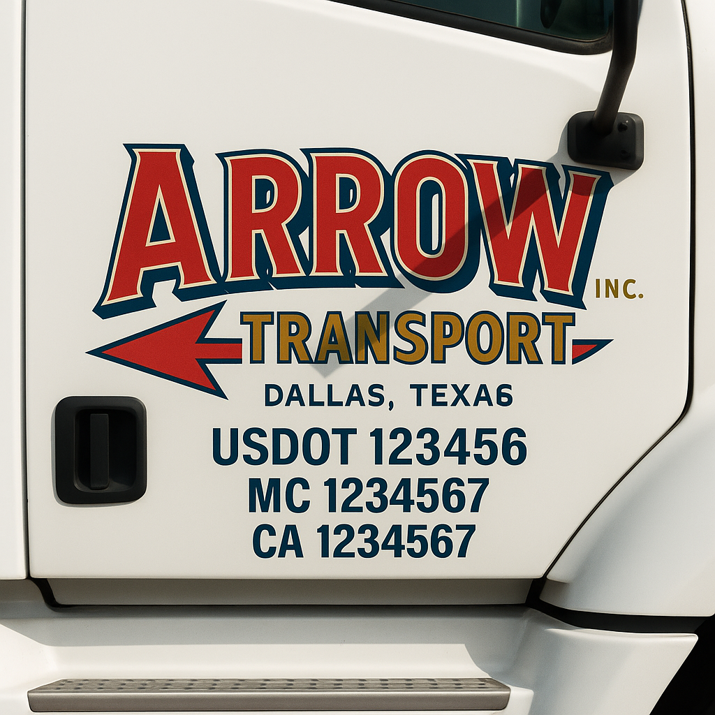 Truck Door Decal Sticker Lettering Signs With Location, USDOT, MC, CA, KYU, VIN, GVW (2-Pack)