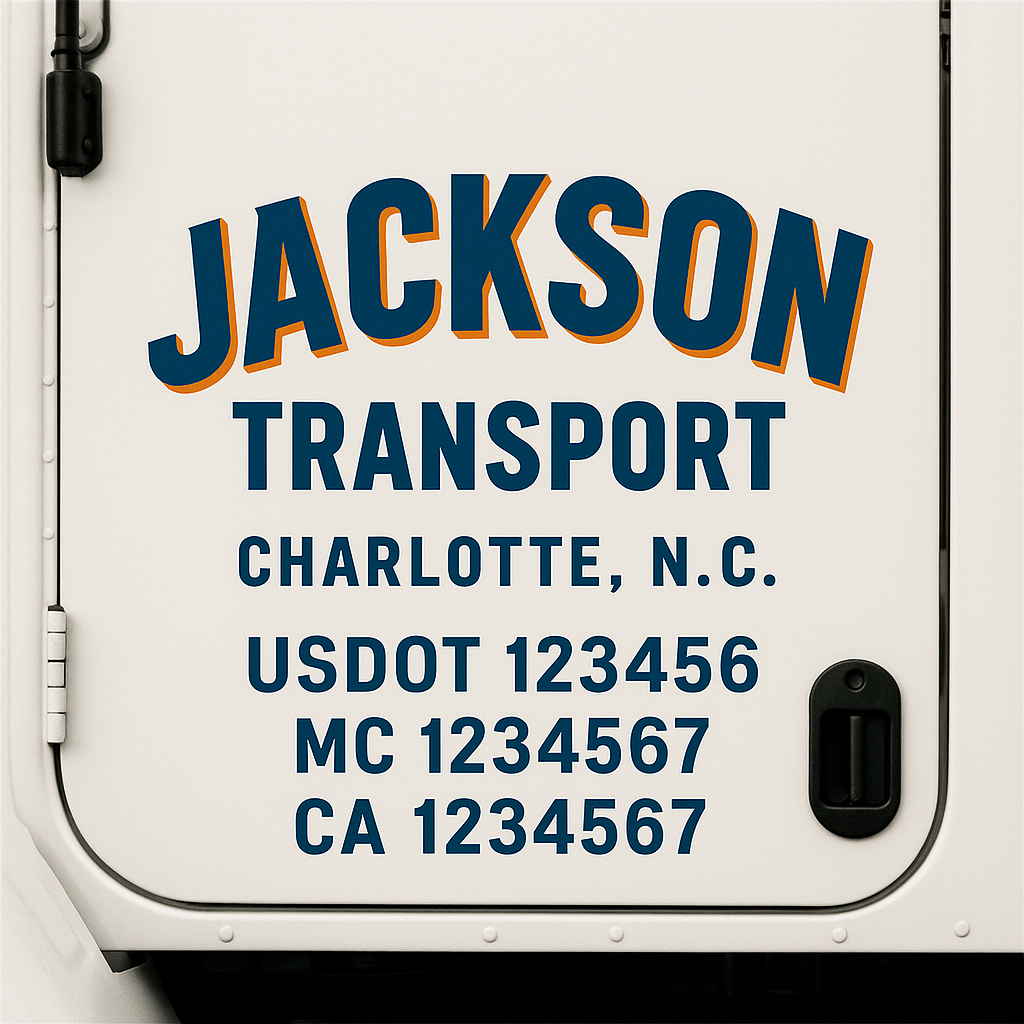 Truck Door Decal Sticker Lettering Signs With Location, USDOT, MC, CA, KYU, VIN, GVW (2-Pack)