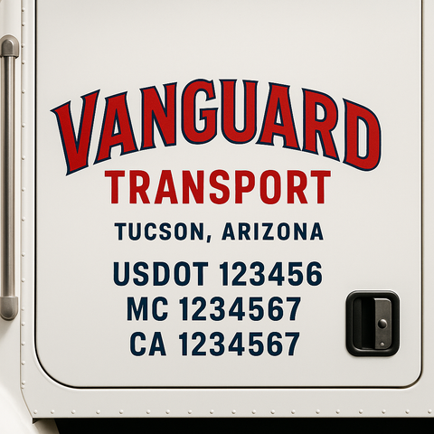 Truck Door Decal Sticker Lettering Signs With Location, USDOT, MC, CA, KYU, VIN, GVW (2-Pack)