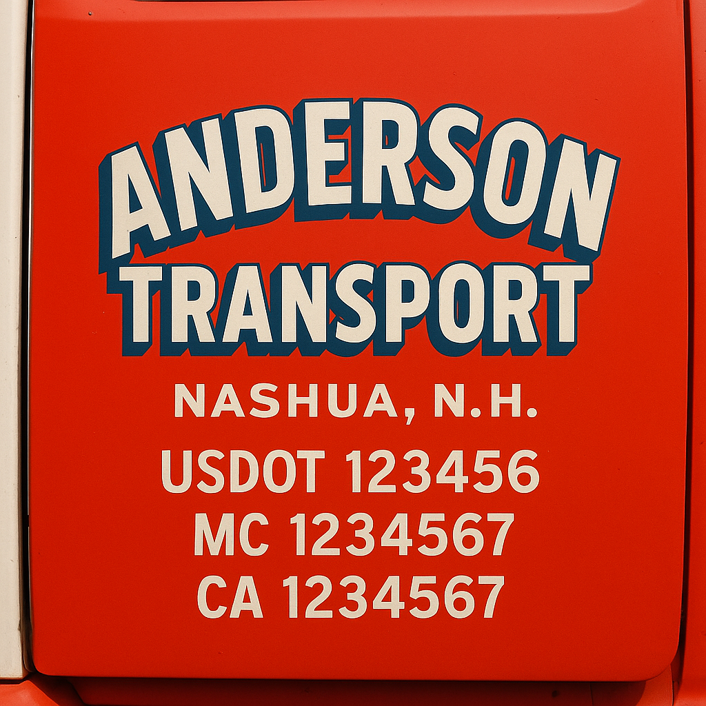Truck Door Decal Sticker Lettering Signs With Location, USDOT, MC, CA, KYU, VIN, GVW (2-Pack)