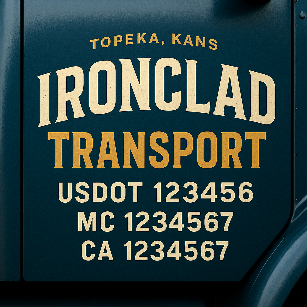 Truck Door Decal Sticker Lettering Signs With Location, USDOT, MC, CA, KYU, VIN, GVW (2-Pack)