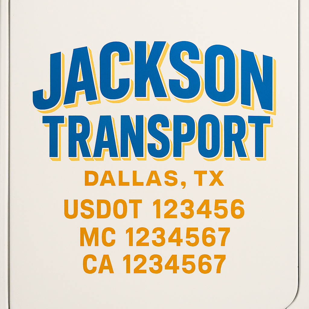 Truck Door Decal Sticker Lettering Signs With Location, USDOT, MC, CA, KYU, VIN, GVW (2-Pack)