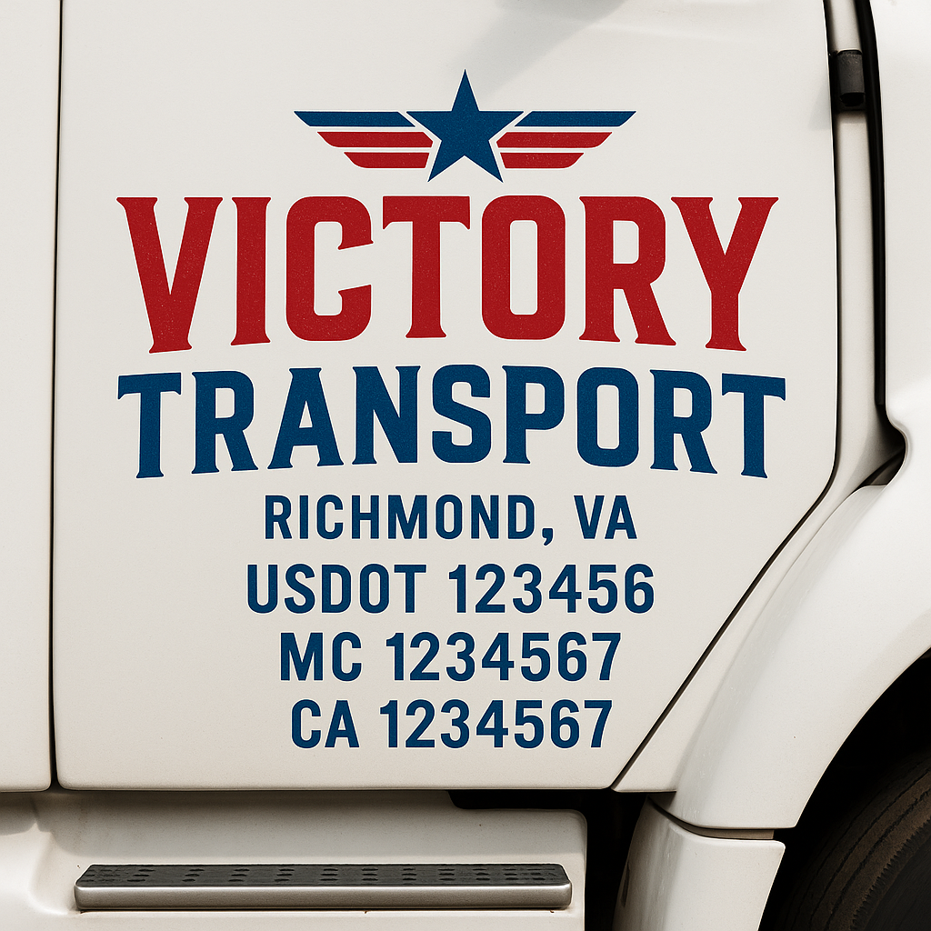 Truck Door Decal Sticker Lettering Signs With Location, USDOT, MC, CA, KYU, VIN, GVW (2-Pack)