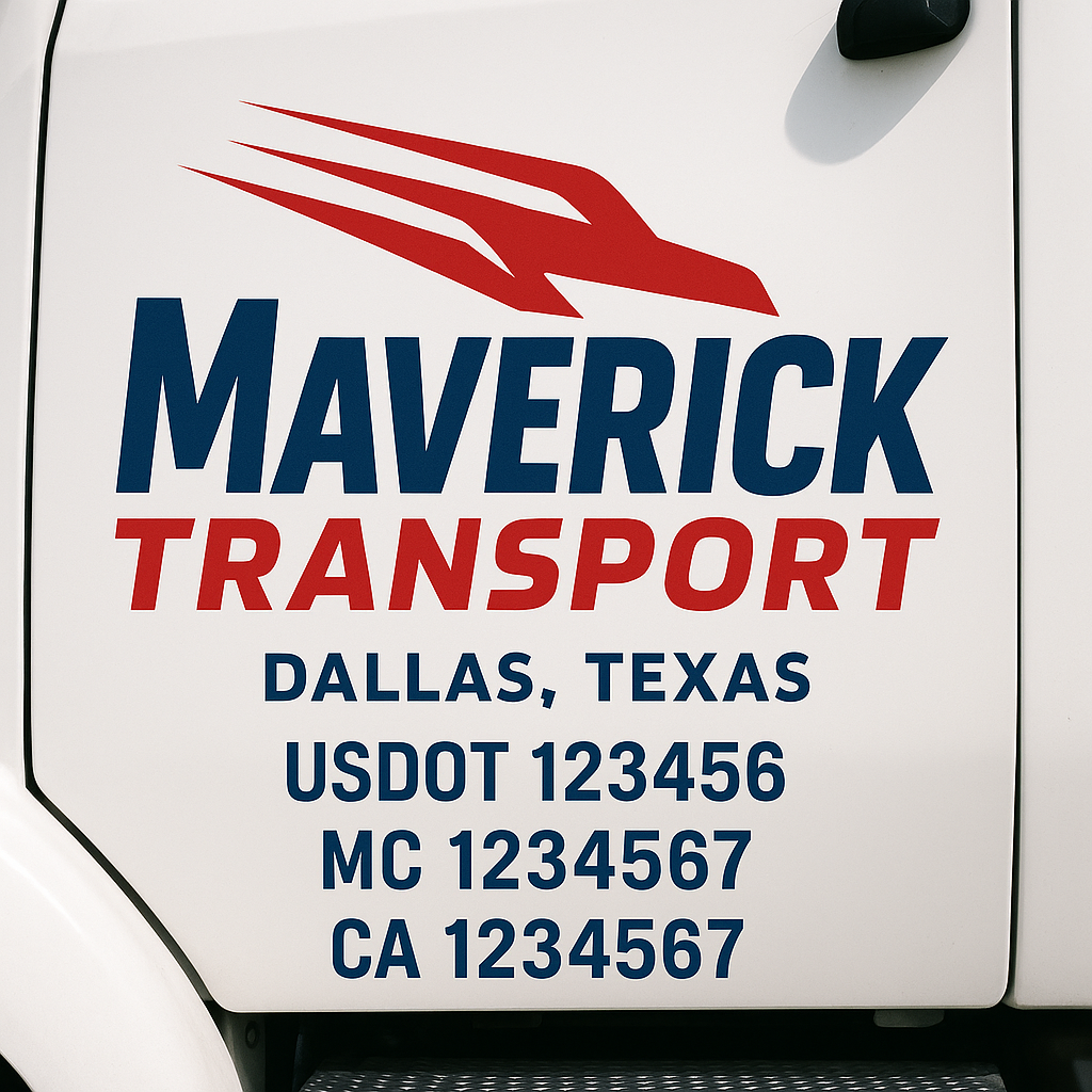 Truck Door Decal Sticker Lettering Signs With Location, USDOT, MC, CA, KYU, VIN, GVW (2-Pack)