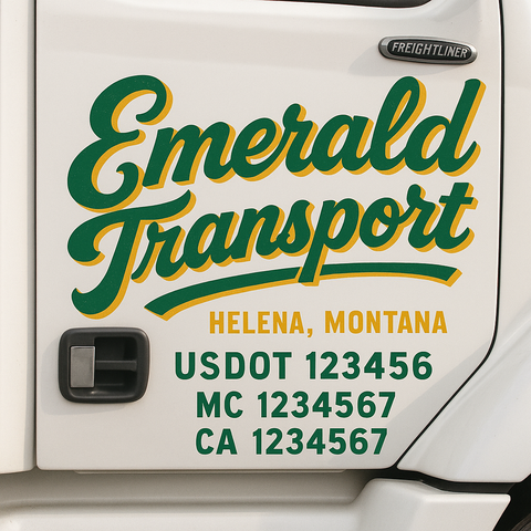 Truck Door Decal Sticker Lettering Signs With Location, USDOT, MC, CA, KYU, VIN, GVW (2-Pack)