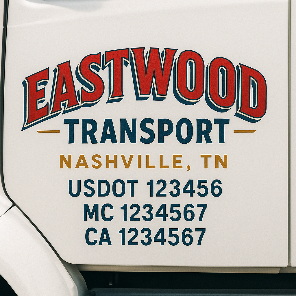 Truck Door Decal Sticker Lettering Signs With Location, USDOT, MC, CA, KYU, VIN, GVW (2-Pack)