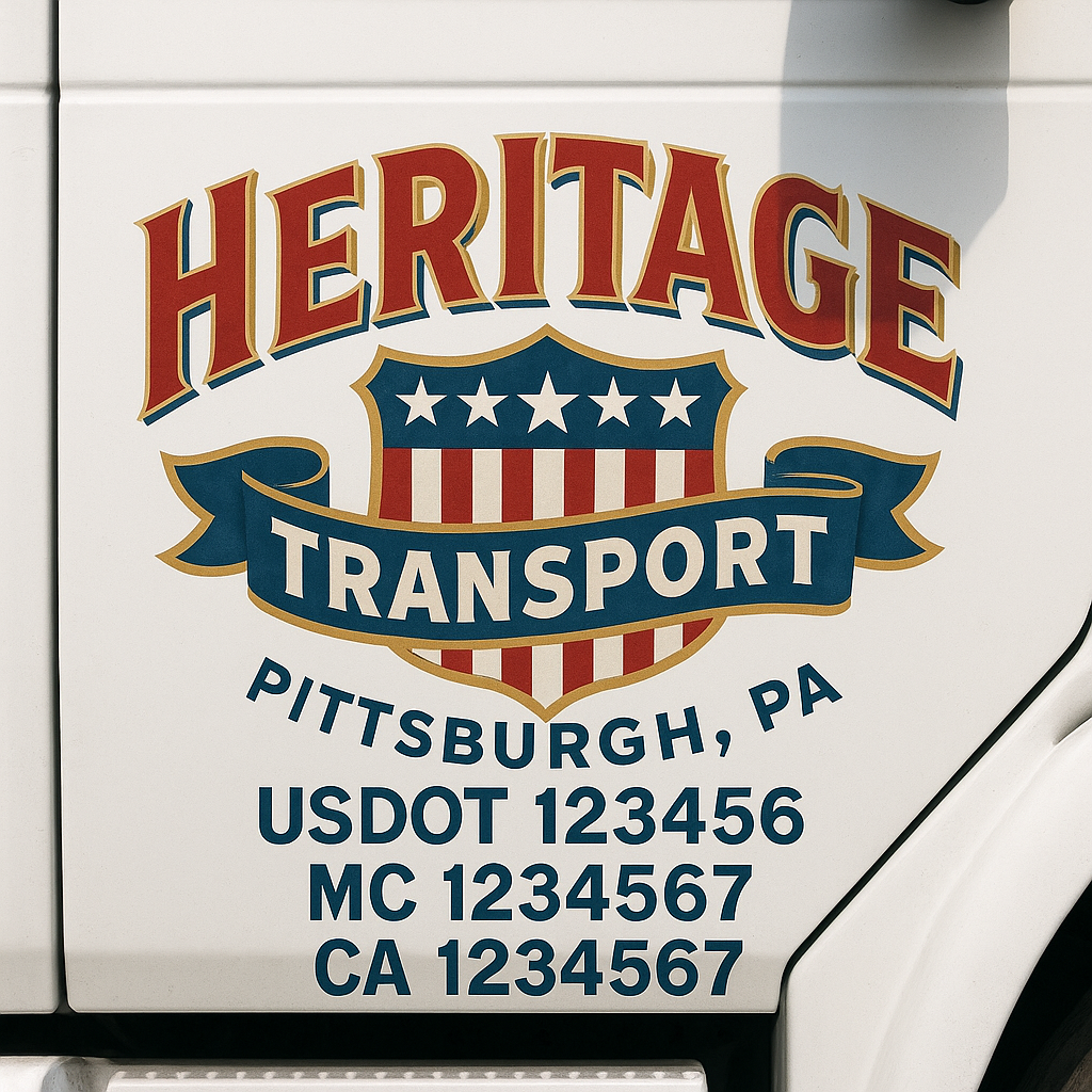 Truck Door Decal Sticker Lettering Signs With Location, USDOT, MC, CA, KYU, VIN, GVW (2-Pack)
