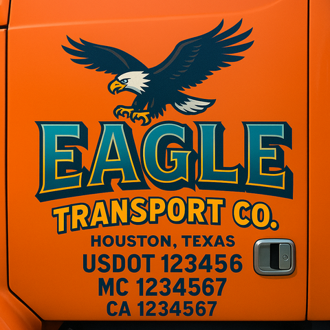 Truck Door Decal Sticker Lettering Signs With Location, USDOT, MC, CA, KYU, VIN, GVW (2-Pack)