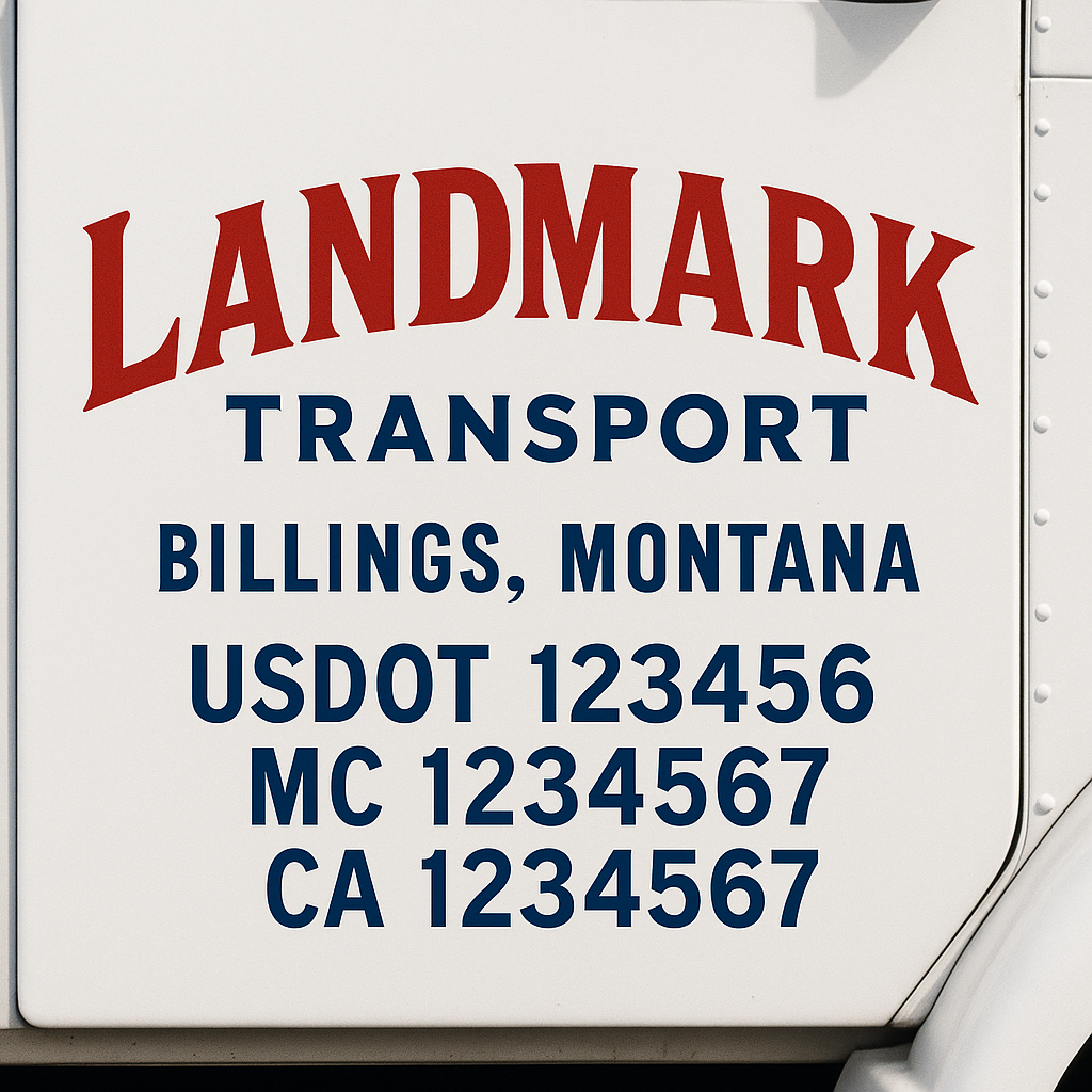 Truck Door Decal Sticker Lettering Signs With Location, USDOT, MC, CA, KYU, VIN, GVW (2-Pack)