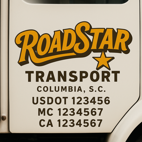 Truck Door Decal Sticker Lettering Signs With Location, USDOT, MC, CA, KYU, VIN, GVW (2-Pack)