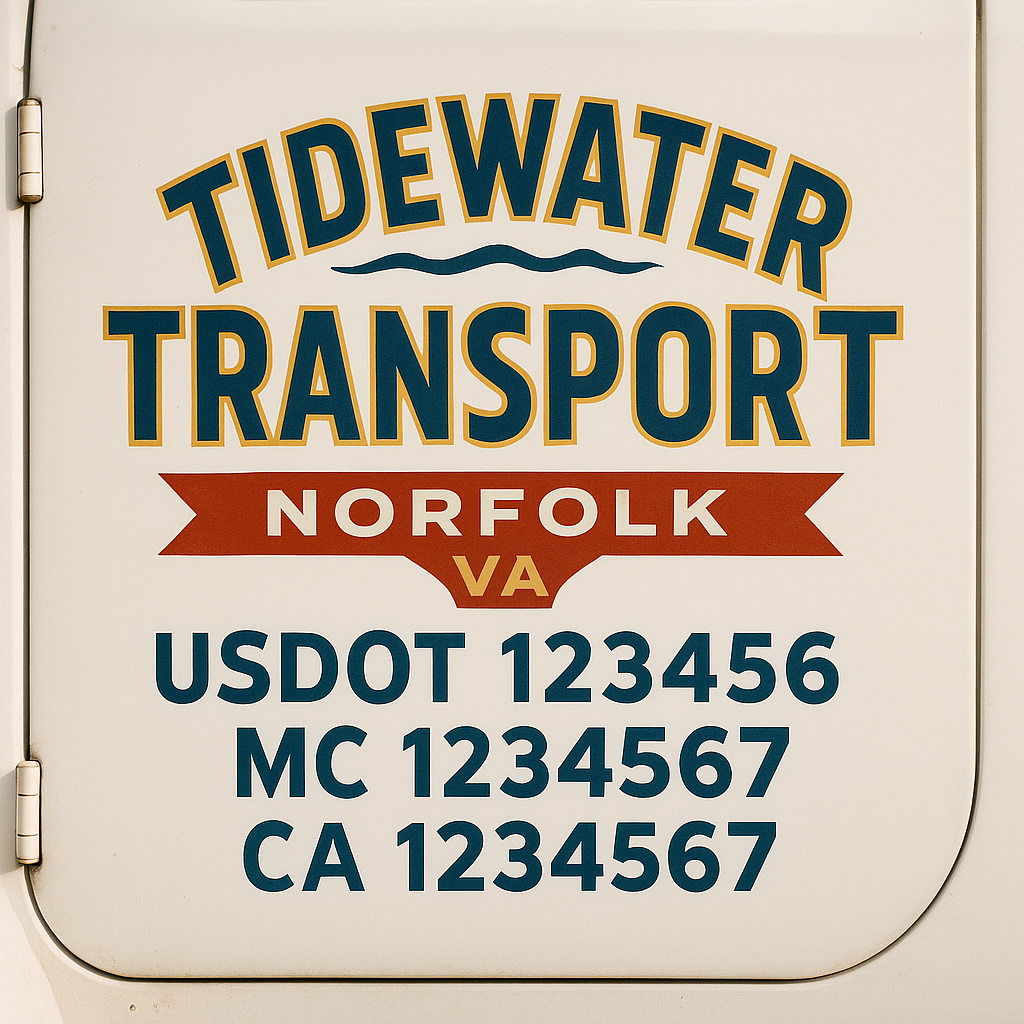 Truck Door Decal Sticker Lettering Signs With Location, USDOT, MC, CA, KYU, VIN, GVW (2-Pack)