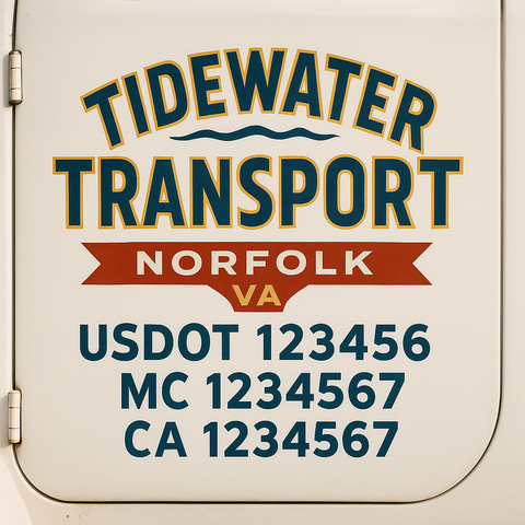 Truck Door Decal Sticker Lettering Signs With Location, USDOT, MC, CA, KYU, VIN, GVW (2-Pack)