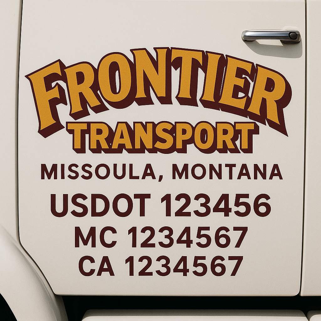 Truck Door Decal Sticker Lettering Signs With Location, USDOT, MC, CA, KYU, VIN, GVW (2-Pack)