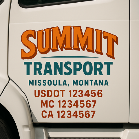 Truck Door Decal Sticker Lettering Signs With Location, USDOT, MC, CA, KYU, VIN, GVW (2-Pack)