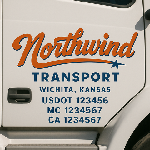 Truck Door Decal Sticker Lettering Signs With Location, USDOT, MC, CA, KYU, VIN, GVW (2-Pack)