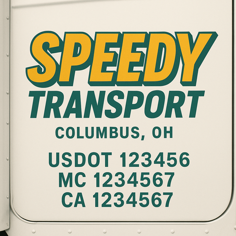 Truck Door Decal Sticker Lettering Signs With Location, USDOT, MC, CA, KYU, VIN, GVW (2-Pack)