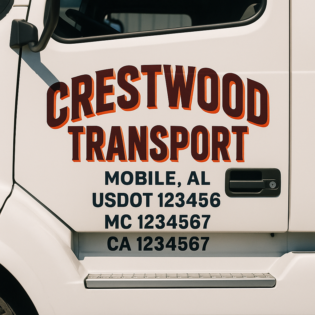 Truck Door Decal Sticker Lettering Signs With Location, USDOT, MC, CA, KYU, VIN, GVW (2-Pack)