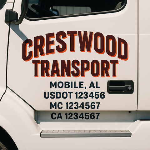 Truck Door Decal Sticker Lettering Signs With Location, USDOT, MC, CA, KYU, VIN, GVW (2-Pack)