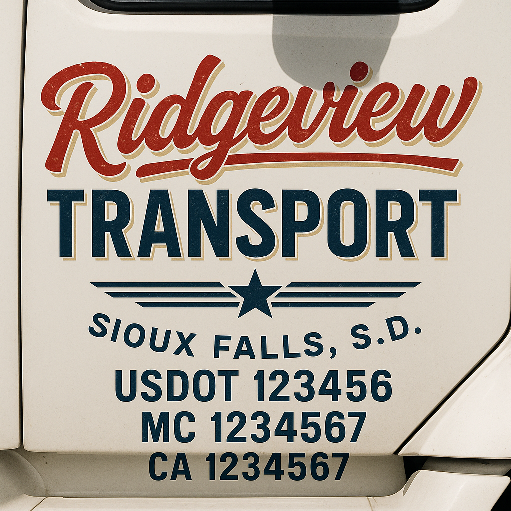 Truck Door Decal Sticker Lettering Signs With Location, USDOT, MC, CA, KYU, VIN, GVW (2-Pack)