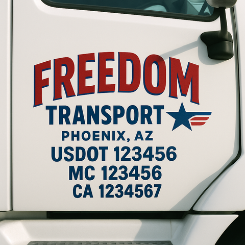 Truck Door Decal Sticker Lettering Signs With Location, USDOT, MC, CA, KYU, VIN, GVW (2-Pack)