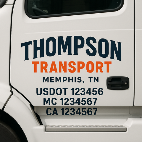 Truck Door Decal Sticker Lettering Signs With Location, USDOT, MC, CA, KYU, VIN, GVW (2-Pack)