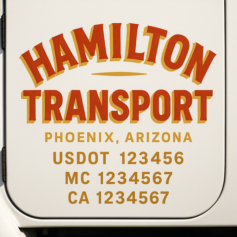 Truck Door Decal Sticker Lettering Signs With Location, USDOT, MC, CA, KYU, VIN, GVW (2-Pack)