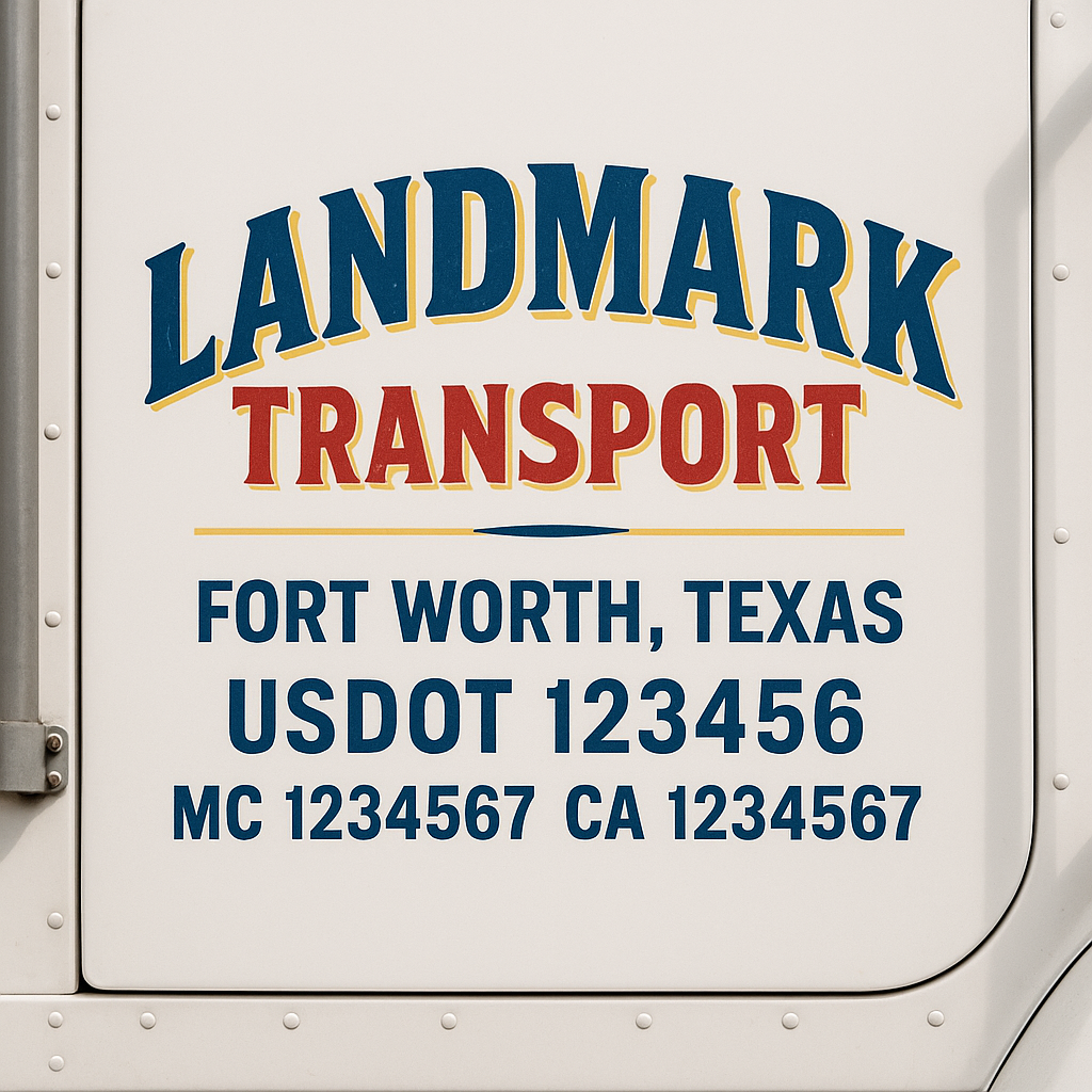 Truck Door Decal Sticker Lettering Signs With Location, USDOT, MC, CA, KYU, VIN, GVW (2-Pack)
