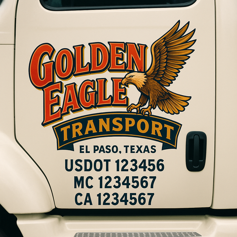 Truck Door Decal Sticker Lettering Signs With Location, USDOT, MC, CA, KYU, VIN, GVW (2-Pack)