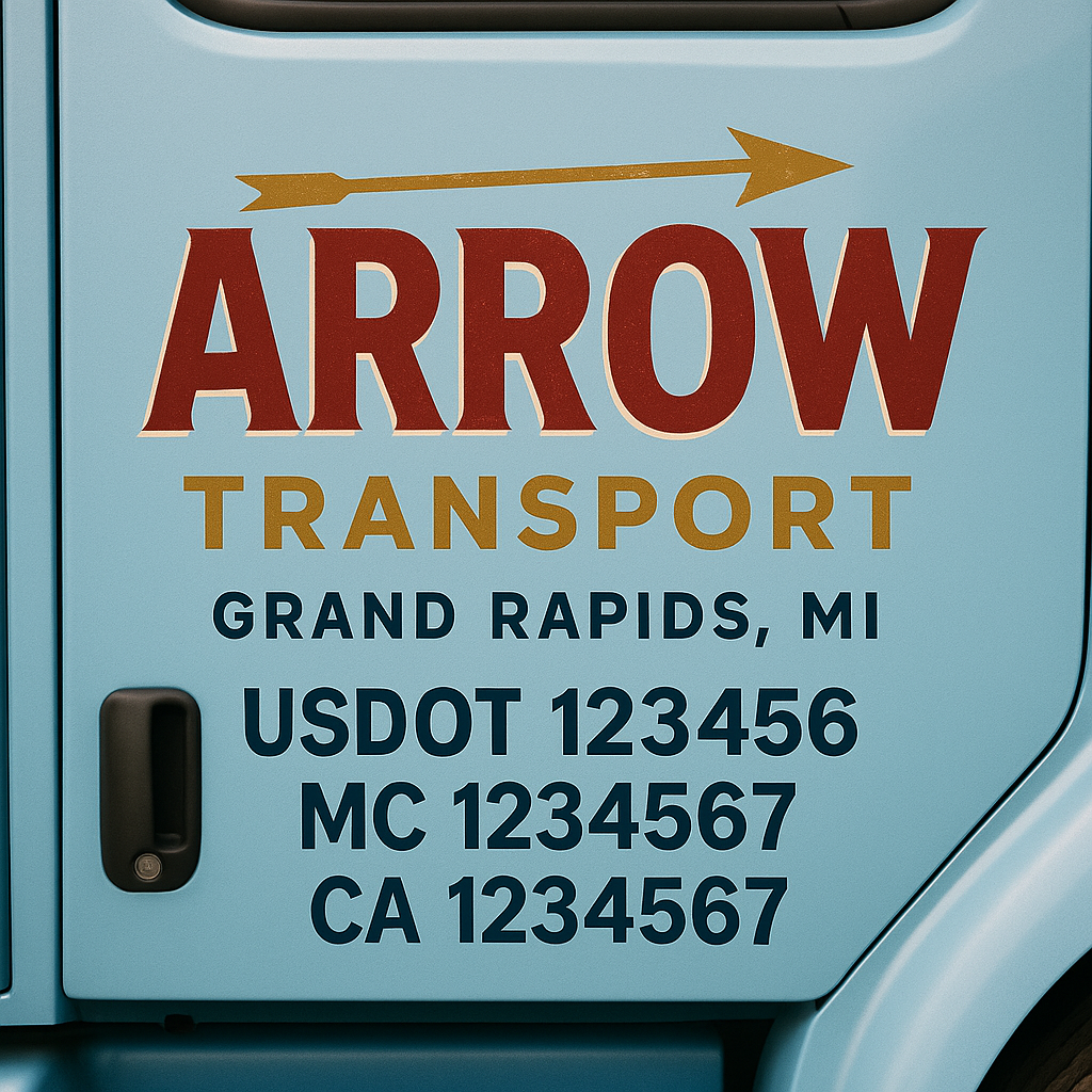 Truck Door Decal Sticker Lettering Signs With Location, USDOT, MC, CA, KYU, VIN, GVW (2-Pack)