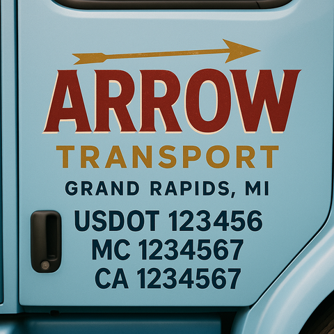 Truck Door Decal Sticker Lettering Signs With Location, USDOT, MC, CA, KYU, VIN, GVW (2-Pack)