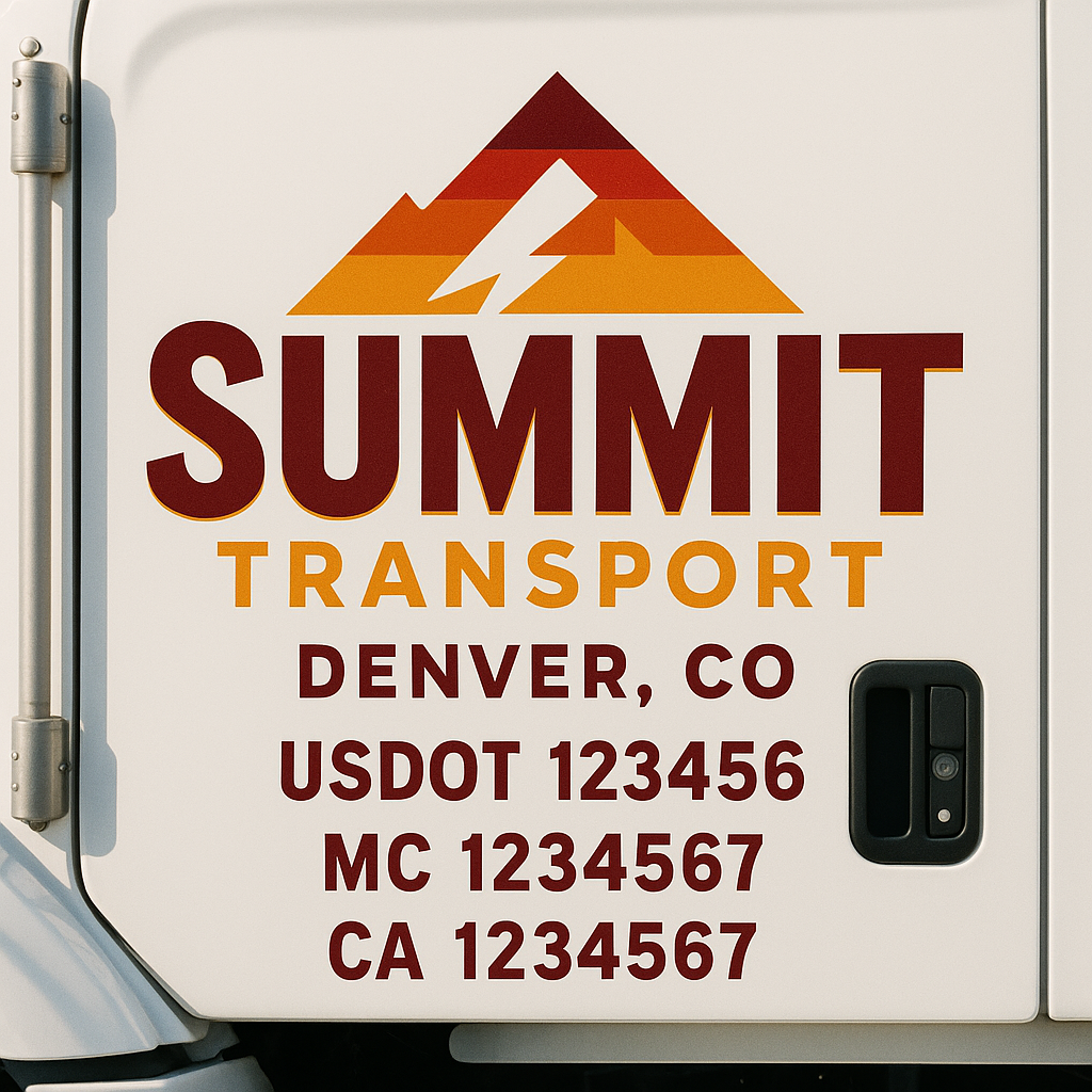 Truck Door Decal Sticker Lettering Signs With Location, USDOT, MC, CA, KYU, VIN, GVW (2-Pack)