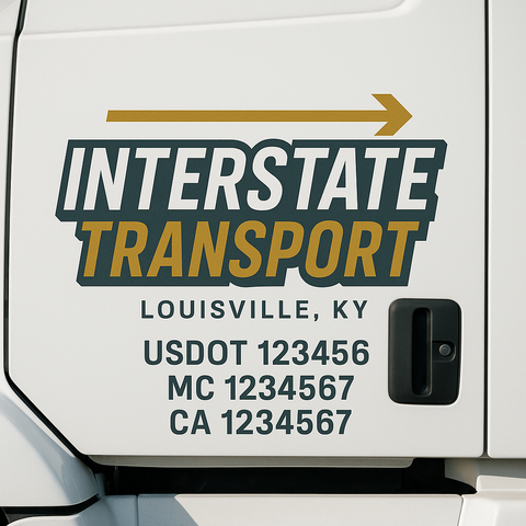 Truck Door Decal Sticker Lettering Signs With Location, USDOT, MC, CA, KYU, VIN, GVW (2-Pack)