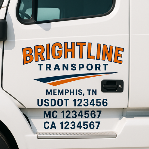 Truck Door Decal Sticker Lettering Signs With Location, USDOT, MC, CA, KYU, VIN, GVW (2-Pack)