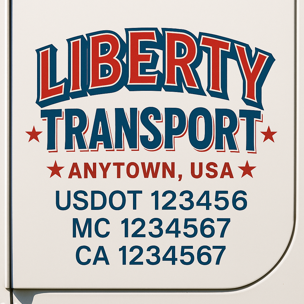 Truck Door Decal Sticker Lettering Signs With Location, USDOT, MC, CA, KYU, VIN, GVW (2-Pack)