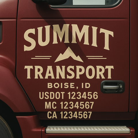 Truck Door Decal Sticker Lettering Signs With Location, USDOT, MC, CA, KYU, VIN, GVW (2-Pack)