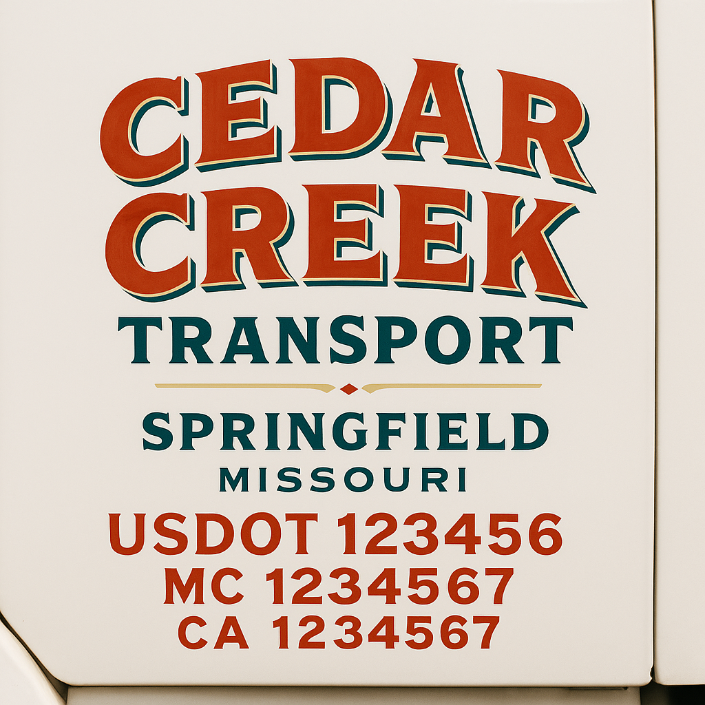 Truck Door Decal Sticker Lettering Signs With Location, USDOT, MC, CA, KYU, VIN, GVW (2-Pack)