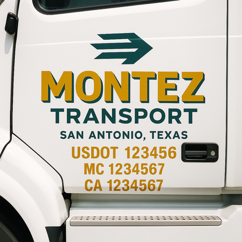 Truck Door Decal Sticker Lettering Signs With Location, USDOT, MC, CA, KYU, VIN, GVW (2-Pack)