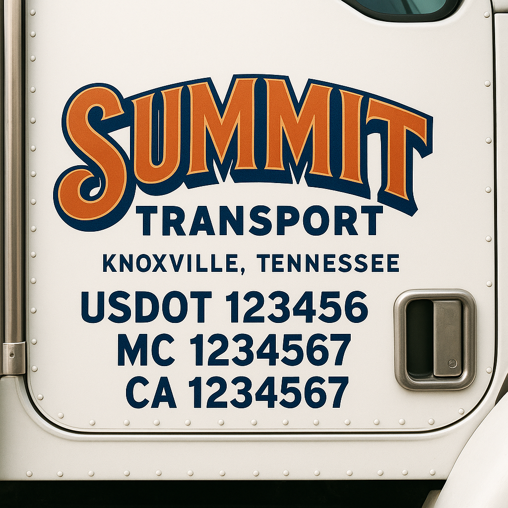 Truck Door Decal Sticker Lettering Signs With Location, USDOT, MC, CA, KYU, VIN, GVW (2-Pack)