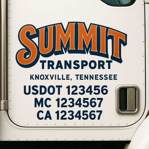 Truck Door Decal Sticker Lettering Signs With Location, USDOT, MC, CA, KYU, VIN, GVW (2-Pack)