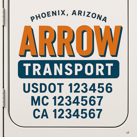 Truck Door Decal Sticker Lettering Signs With Location, USDOT, MC, CA, KYU, VIN, GVW (2-Pack)