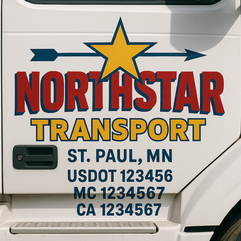 Truck Door Decal Sticker Lettering Signs With Location, USDOT, MC, CA, KYU, VIN, GVW (2-Pack)