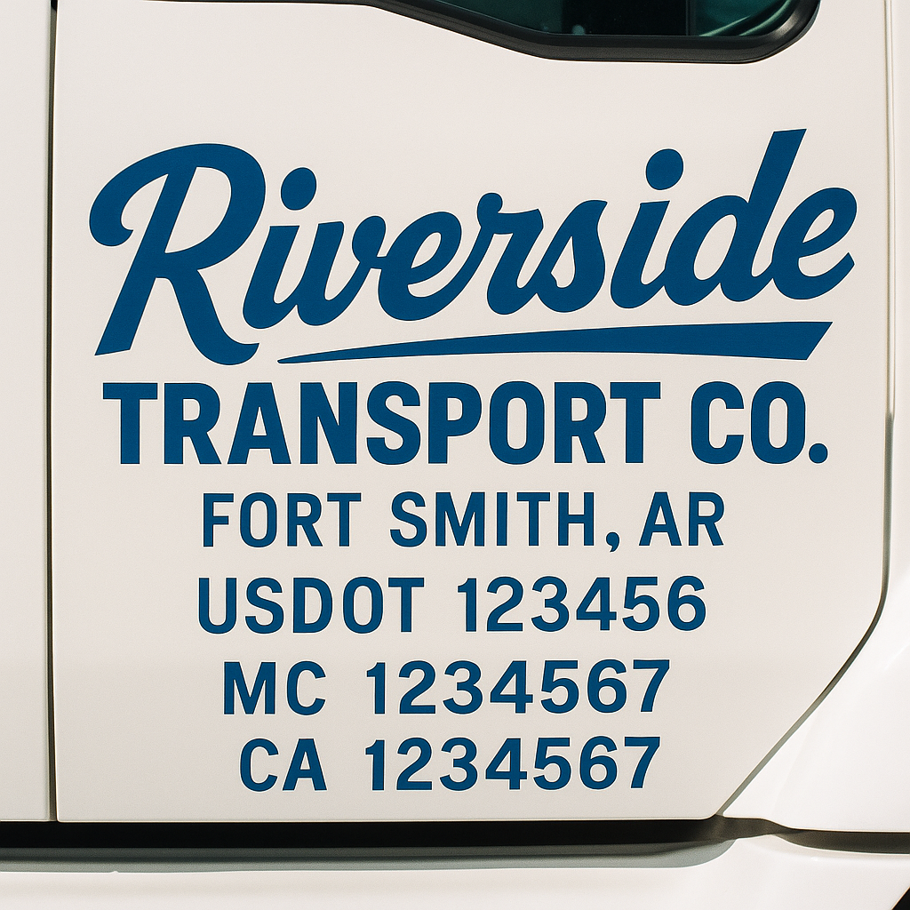 Truck Door Decal Sticker Lettering Signs With Location, USDOT, MC, CA, KYU, VIN, GVW (2-Pack)